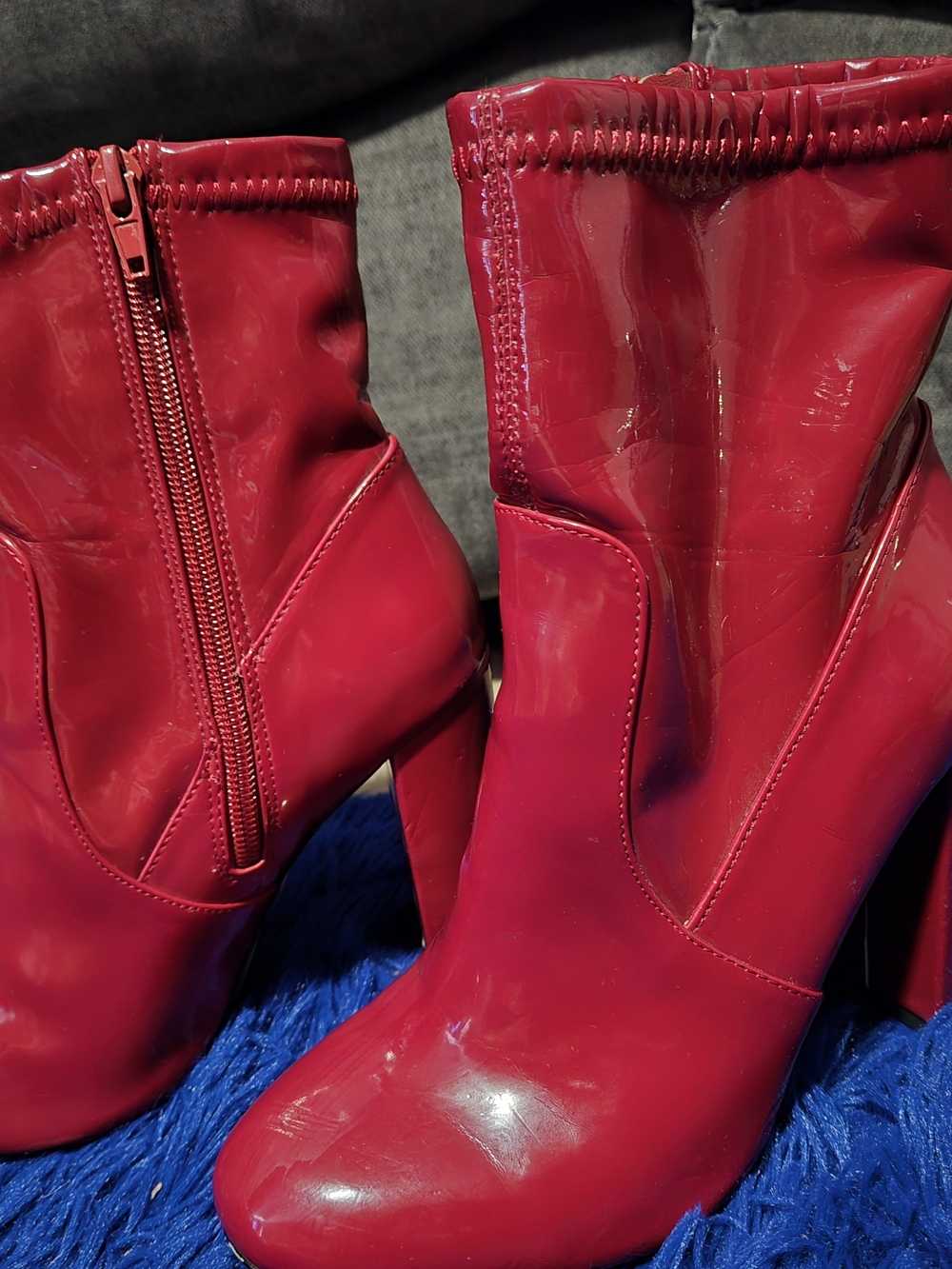 Call It Spring Red Patent Ankle Booties with Block Heel